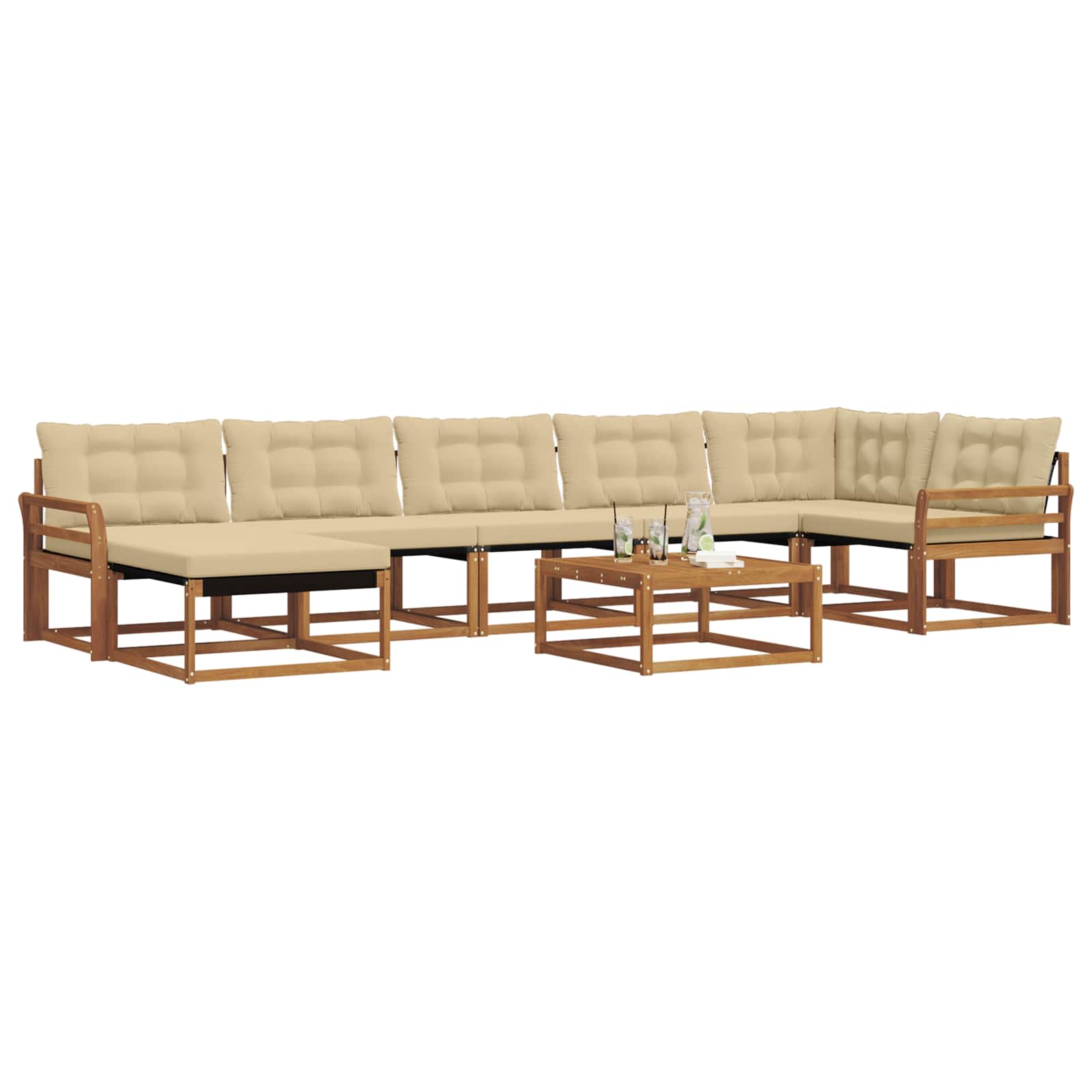 Set di divani da esterno con cuscino 22 pcs Naturale e Beige | homemem39