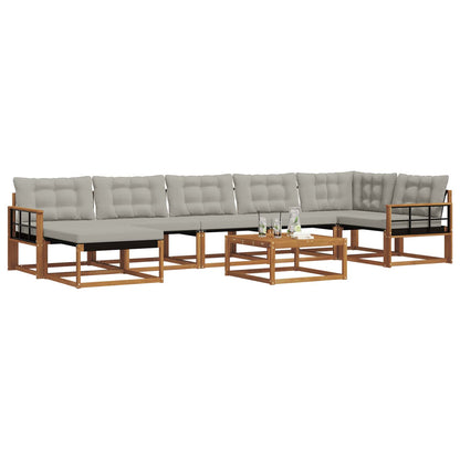 Set di divani da esterno 8 pcs Grigio Naturale e Chiaro | homemem39