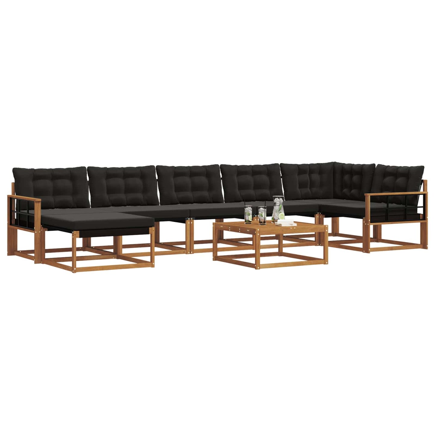 Set di divani da esterno con cuscino 22 pcs Naturale e Nero | homemem39
