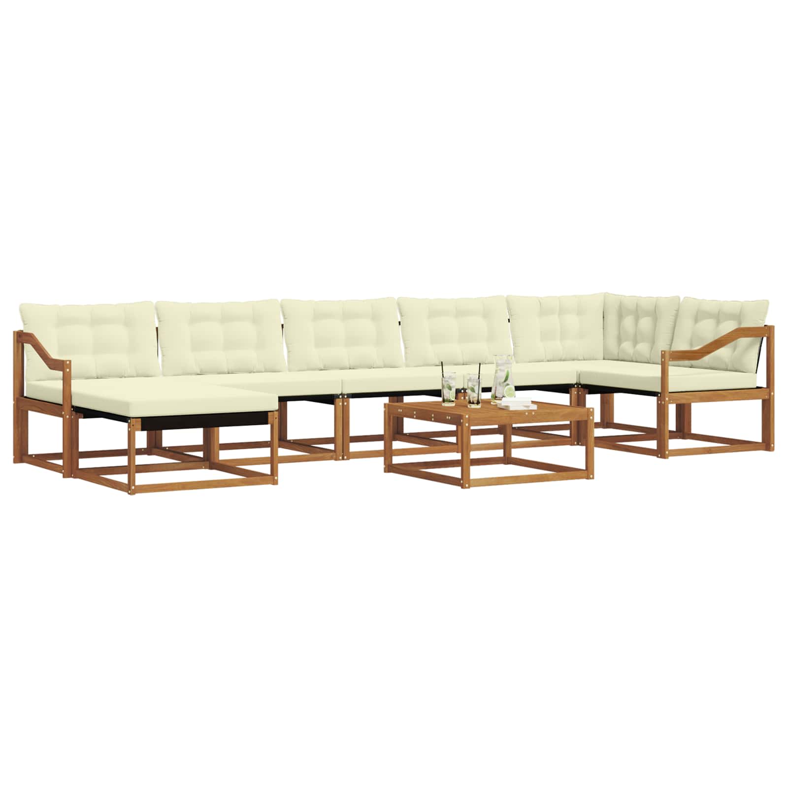 Set di divani da esterno con cuscino 22 pcs Naturale e Crema | homemem39