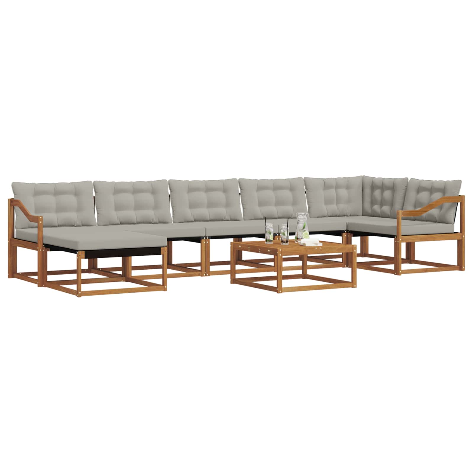 Set di divani da esterno 8 pcs Grigio Naturale e Chiaro | homemem39
