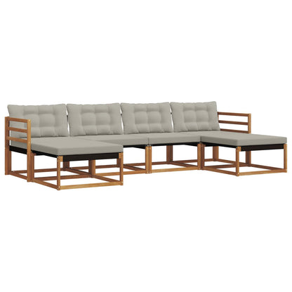 Set di divani da esterno 6 pcs Grigio Naturale e Chiaro
