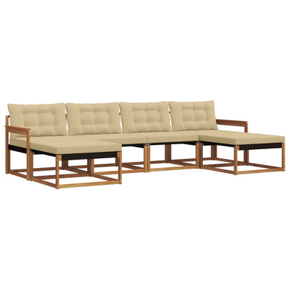 Set di divani da esterno con cuscino 6 pcs Naturale e Beige | homemem39