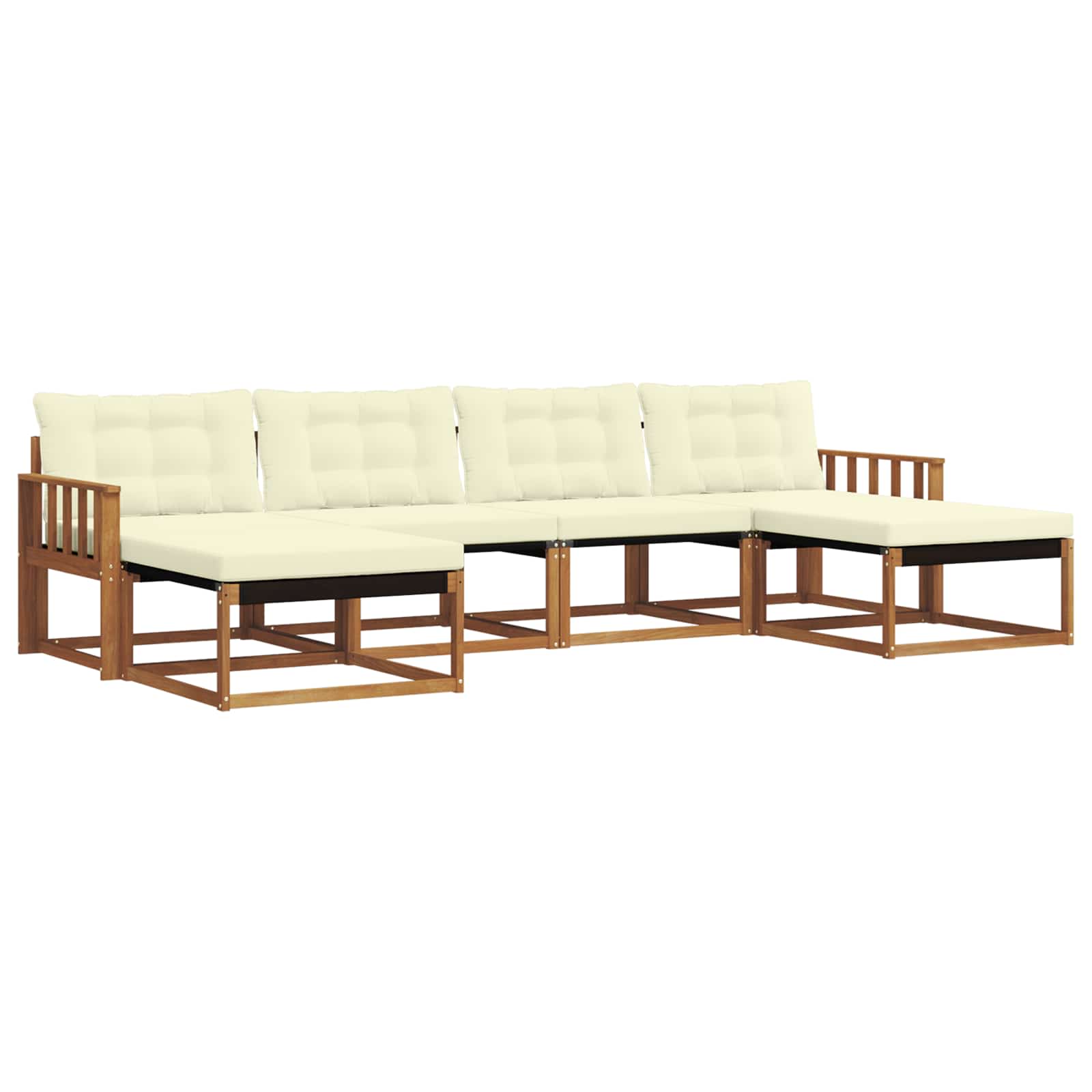 Set di divani da esterno con cuscino 6 pcs Naturale e Crema | homemem39