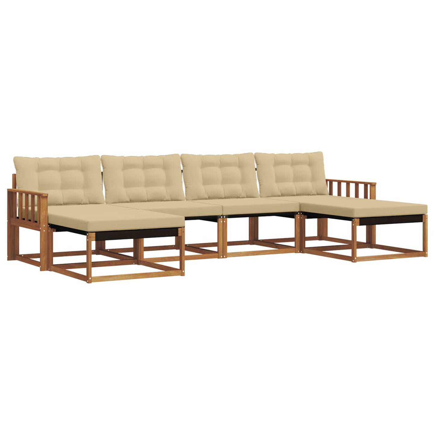 Set di divani da esterno con cuscino 6 pcs Naturale e Beige | homemem39