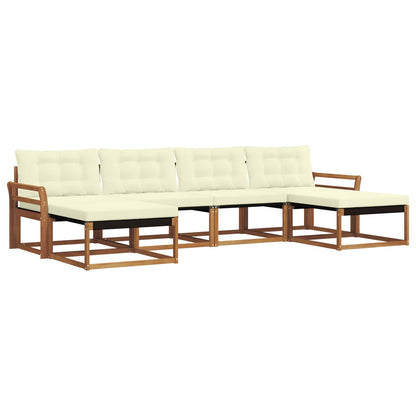 Set di divani da esterno con cuscino 6 pcs Naturale e Crema | homemem39