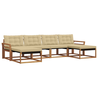 Set di divani da esterno con cuscino 6 pcs Naturale e Beige | homemem39