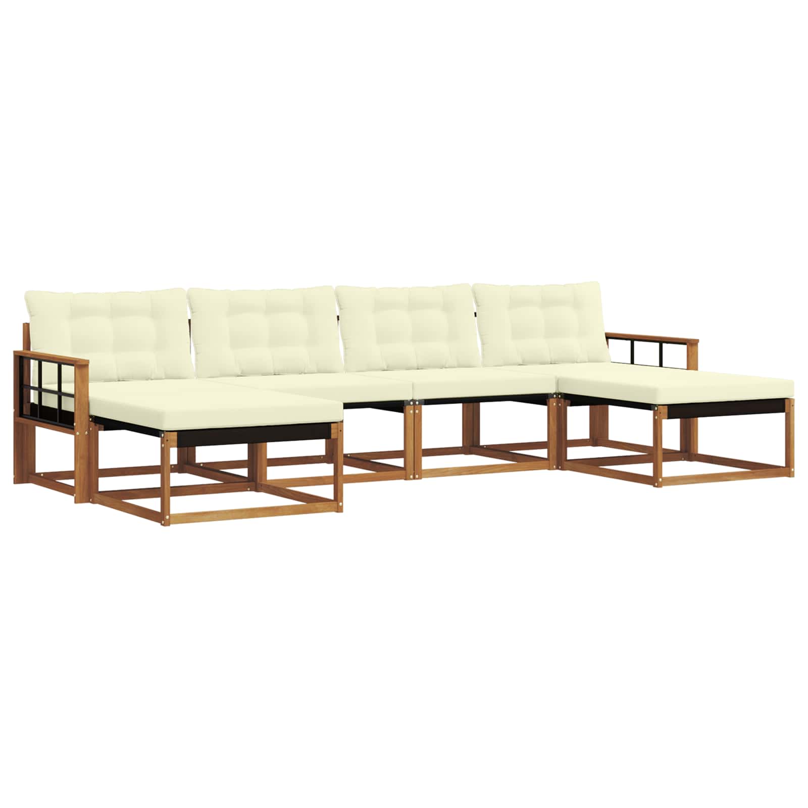Set di divani da esterno con cuscino 6 pcs Naturale e Crema | homemem39