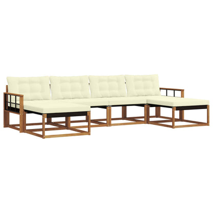 Set di divani da esterno con cuscino 6 pcs Naturale e Crema | homemem39