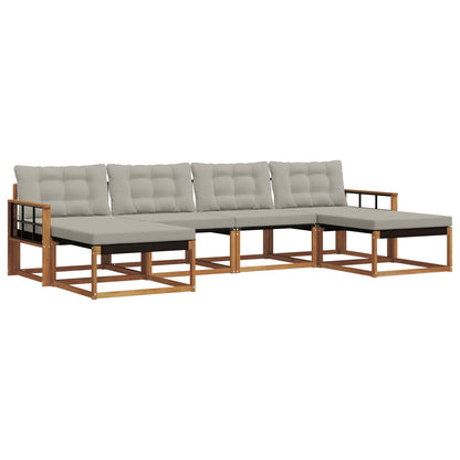 Set di divani da esterno 6 pcs Grigio Naturale e Chiaro