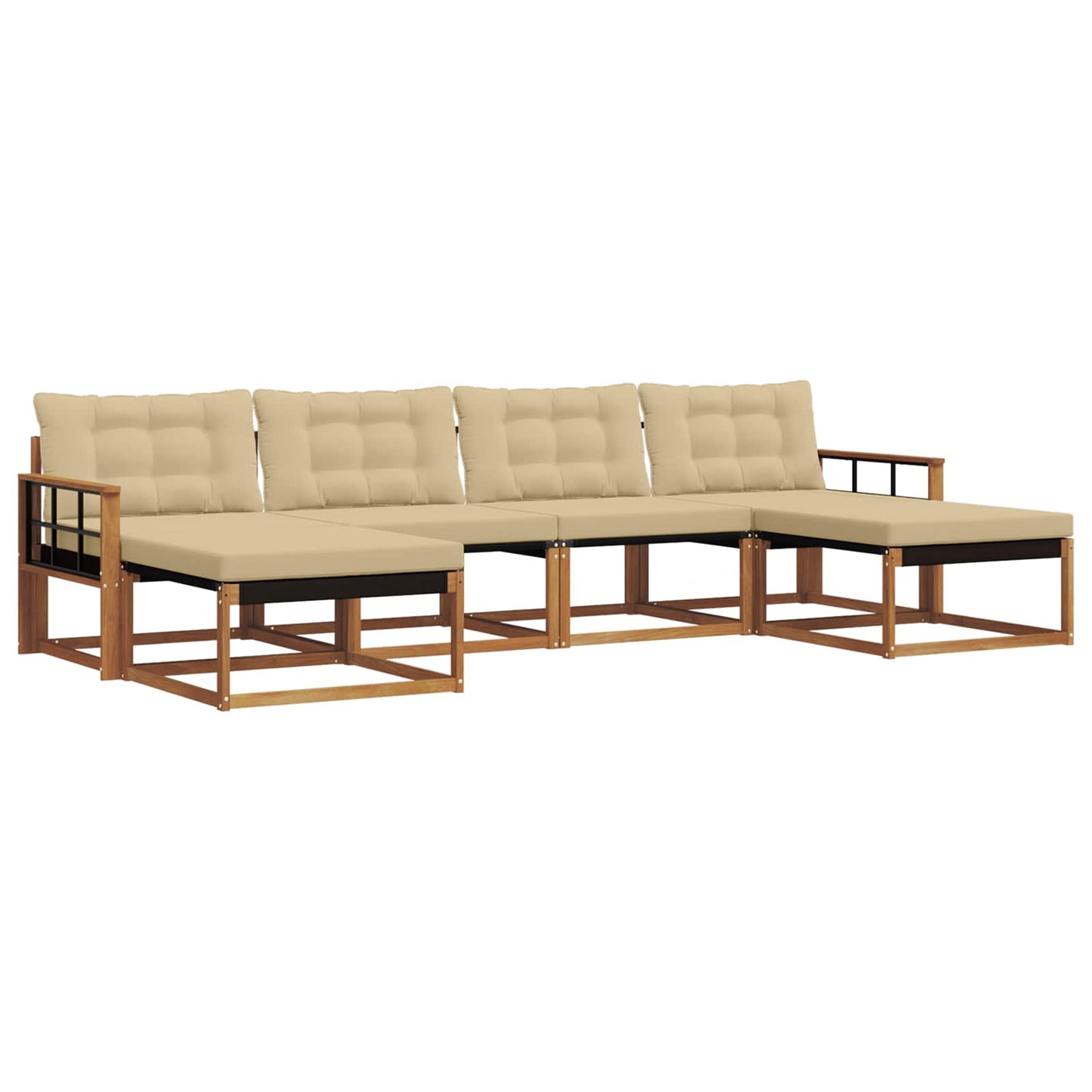 Set di divani da esterno con cuscino 6 pcs Naturale e Beige