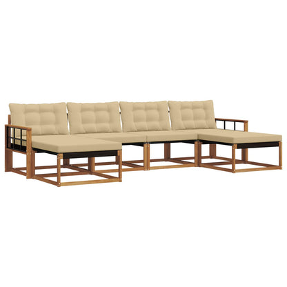 Set di divani da esterno con cuscino 6 pcs Naturale e Beige