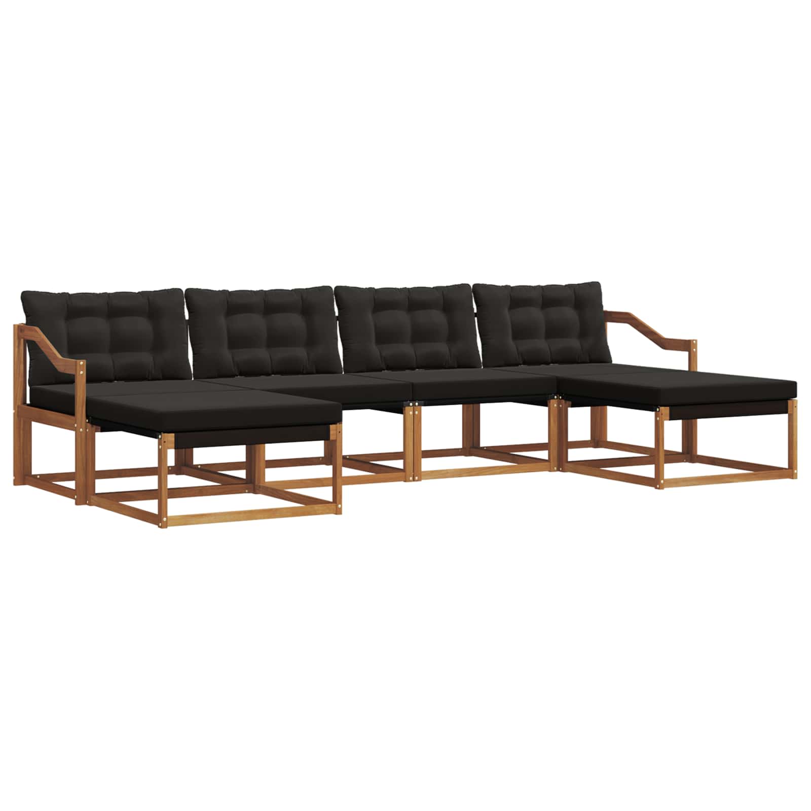 Set di divani da esterno con cuscino 6 pcs Naturale e Nero | homemem39