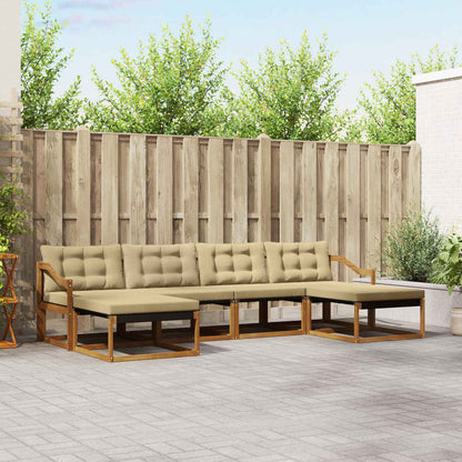 Set di divani da esterno con cuscino 6 pcs Naturale e Beige | homemem39