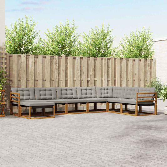 Set di divani da esterno 8 pcs Grigio Naturale e Chiaro