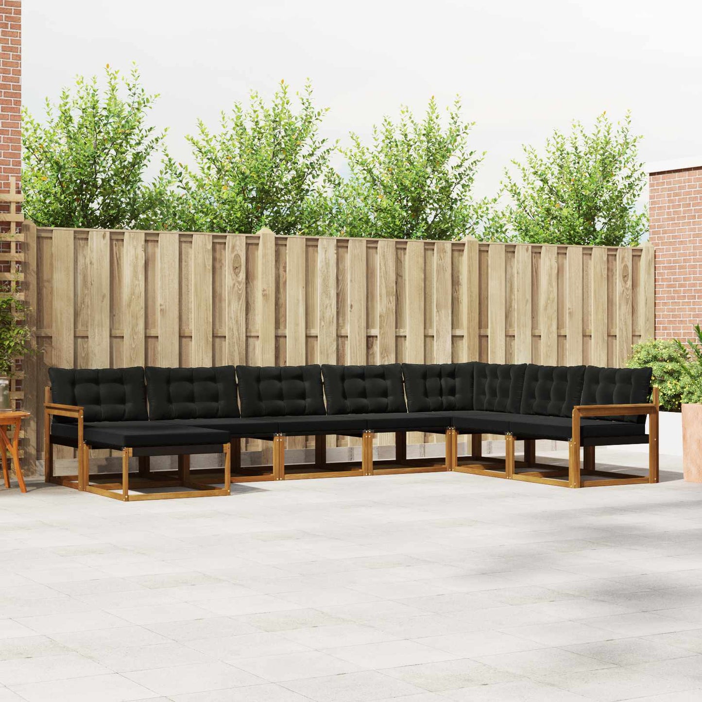 Set di divani da esterno con cuscino 8 pcs Naturale e Nero