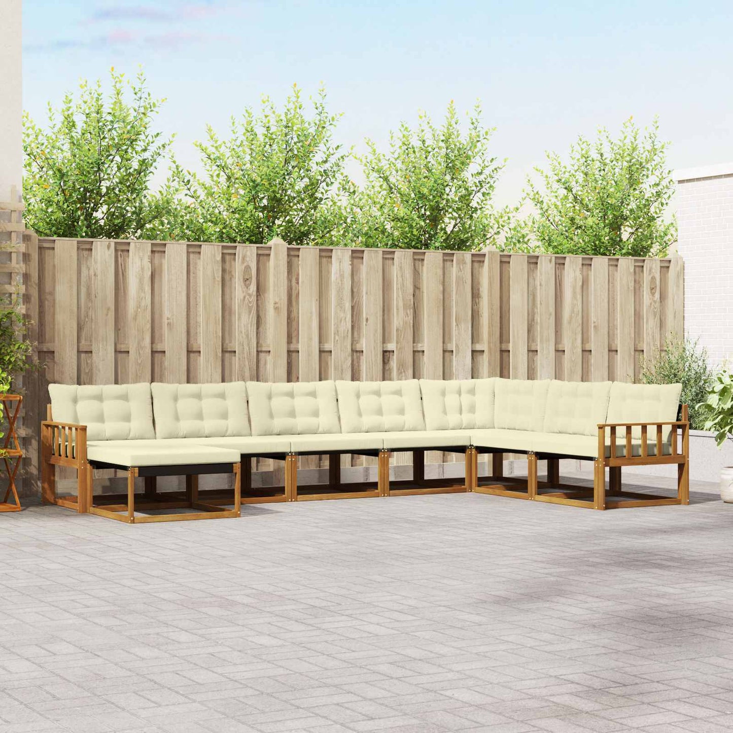 Set di divani da esterno con cuscino 8 pcs Naturale e Crema | homemem39