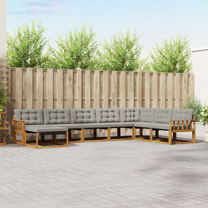 Set di divani da esterno 8 pcs Grigio Naturale e Chiaro