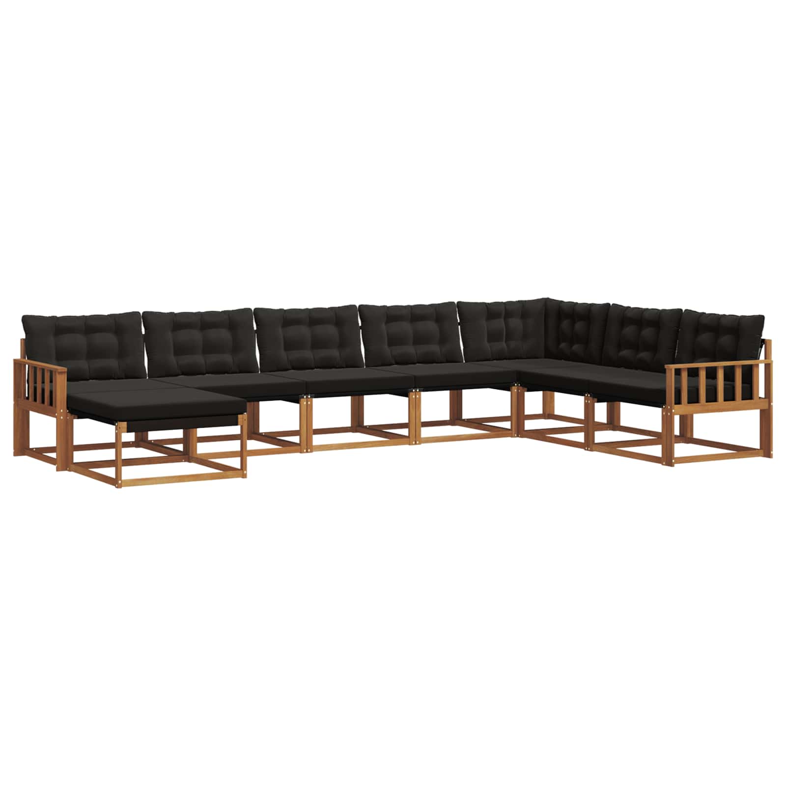 Set di divani da esterno con cuscino 8 pcs Naturale e Nero | homemem39