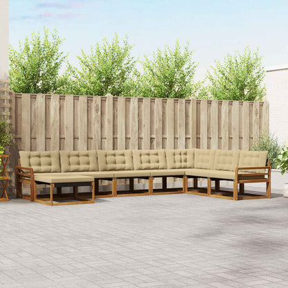 Set di divani da esterno con cuscino 8 pcs Naturale e Beige | homemem39