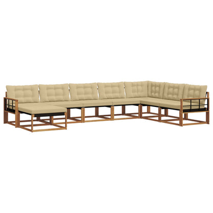 Set di divani da esterno con cuscino 8 pcs Naturale e Beige | homemem39