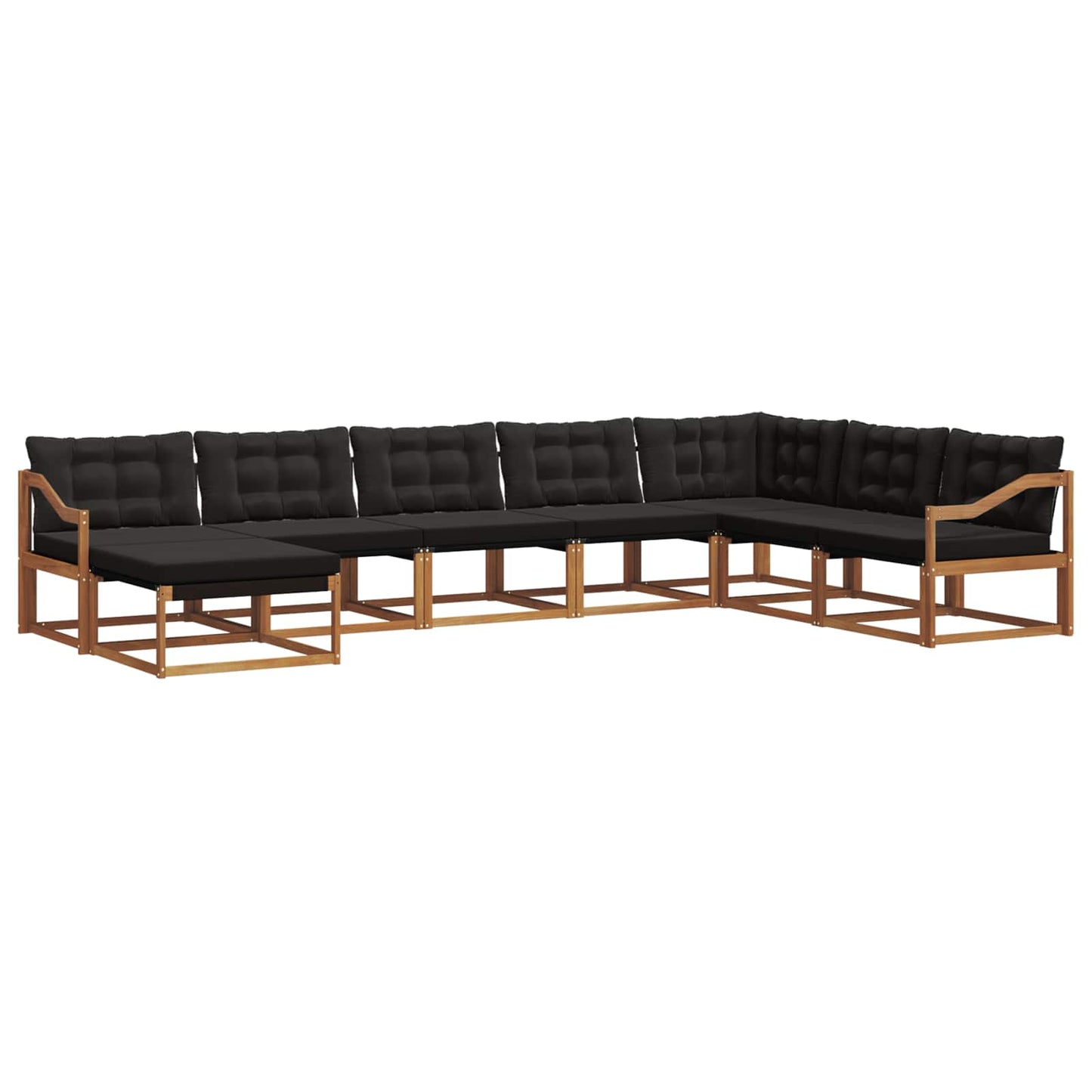Set di divani da esterno con cuscino 8 pcs Naturale e Nero | homemem39