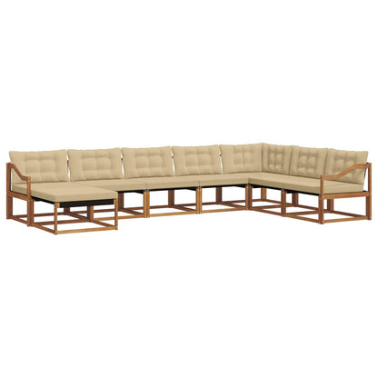 Set di divani da esterno con cuscino 8 pcs Naturale e Beige | homemem39