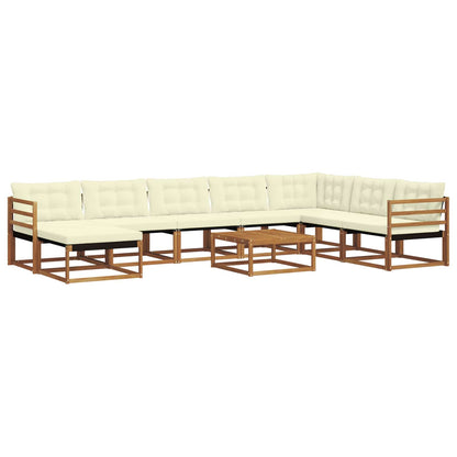 Set di divani da esterno con cuscino 9 pcs Naturale e Crema | homemem39