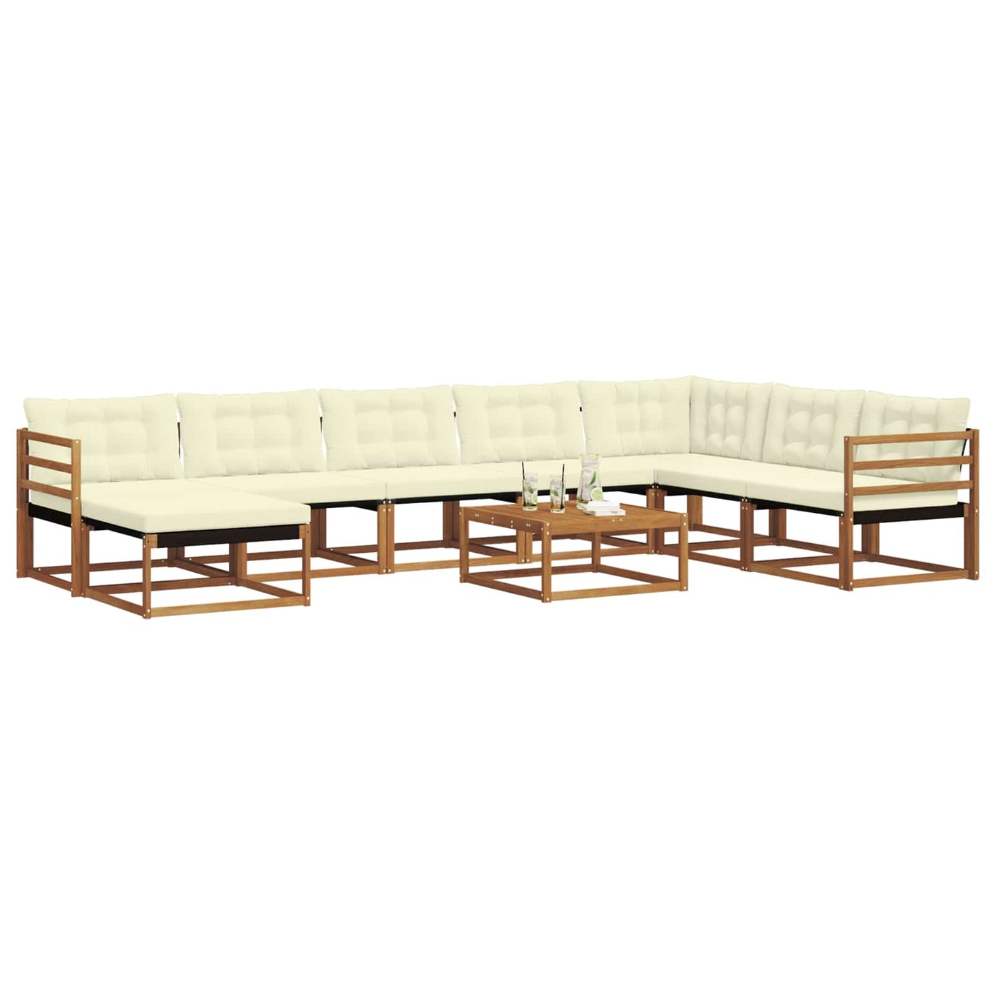 Set di divani da esterno con cuscino 9 pcs Naturale e Crema | homemem39