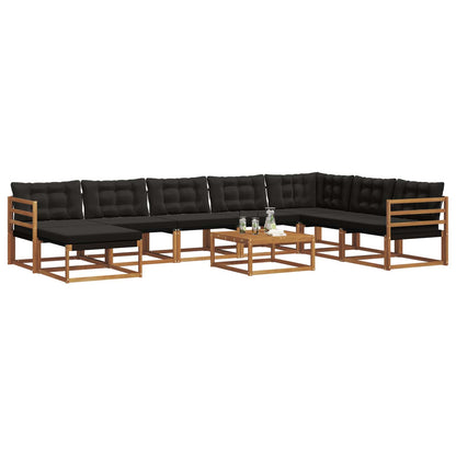 Set di divani da esterno con cuscino 9 pcs Naturale e Nero | homemem39