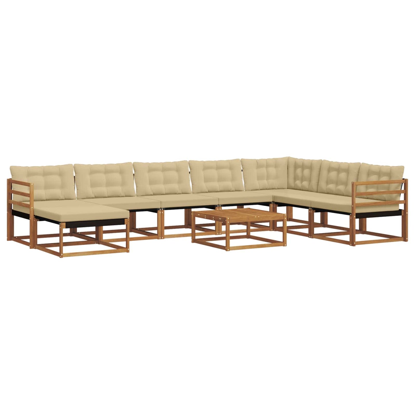 Set di divani da esterno con cuscino 9 pcs Naturale e Beige | homemem39