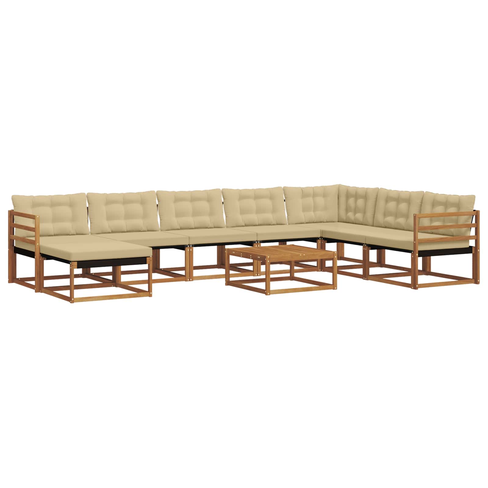 Set di divani da esterno con cuscino 9 pcs Naturale e Beige | homemem39