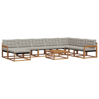 Set di divani da esterno 9 pcs Grigio Naturale e Chiaro | homemem39