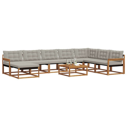 Set di divani da esterno 9 pcs Grigio Naturale e Chiaro | homemem39