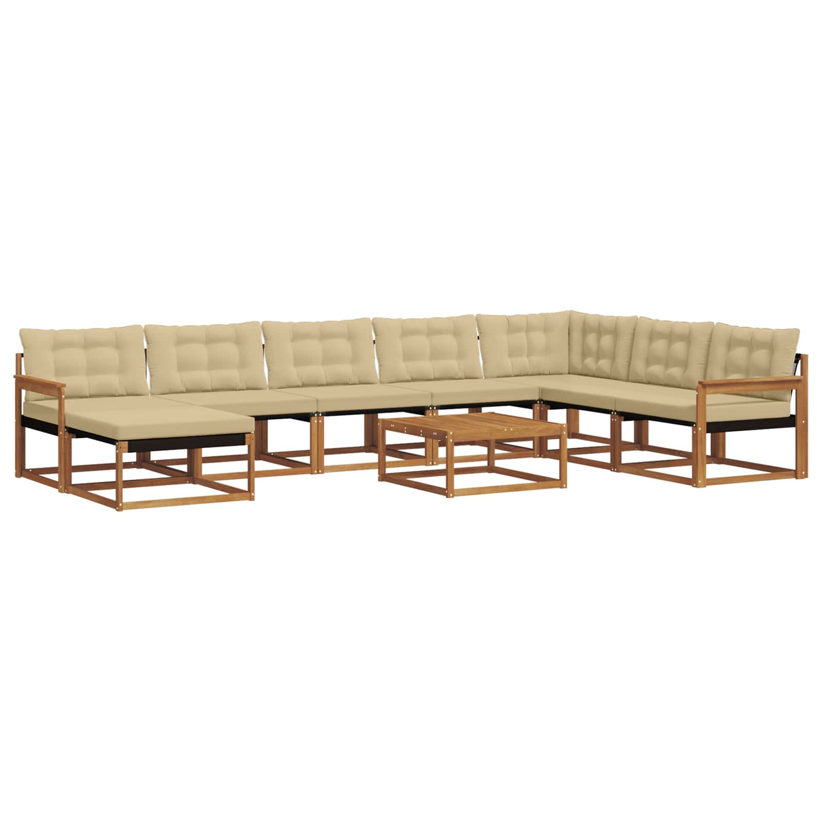 Set di divani da esterno con cuscino 9 pcs Naturale e Beige | homemem39