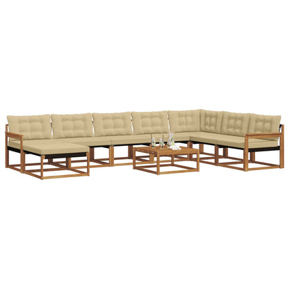Set di divani da esterno con cuscino 9 pcs Naturale e Beige | homemem39