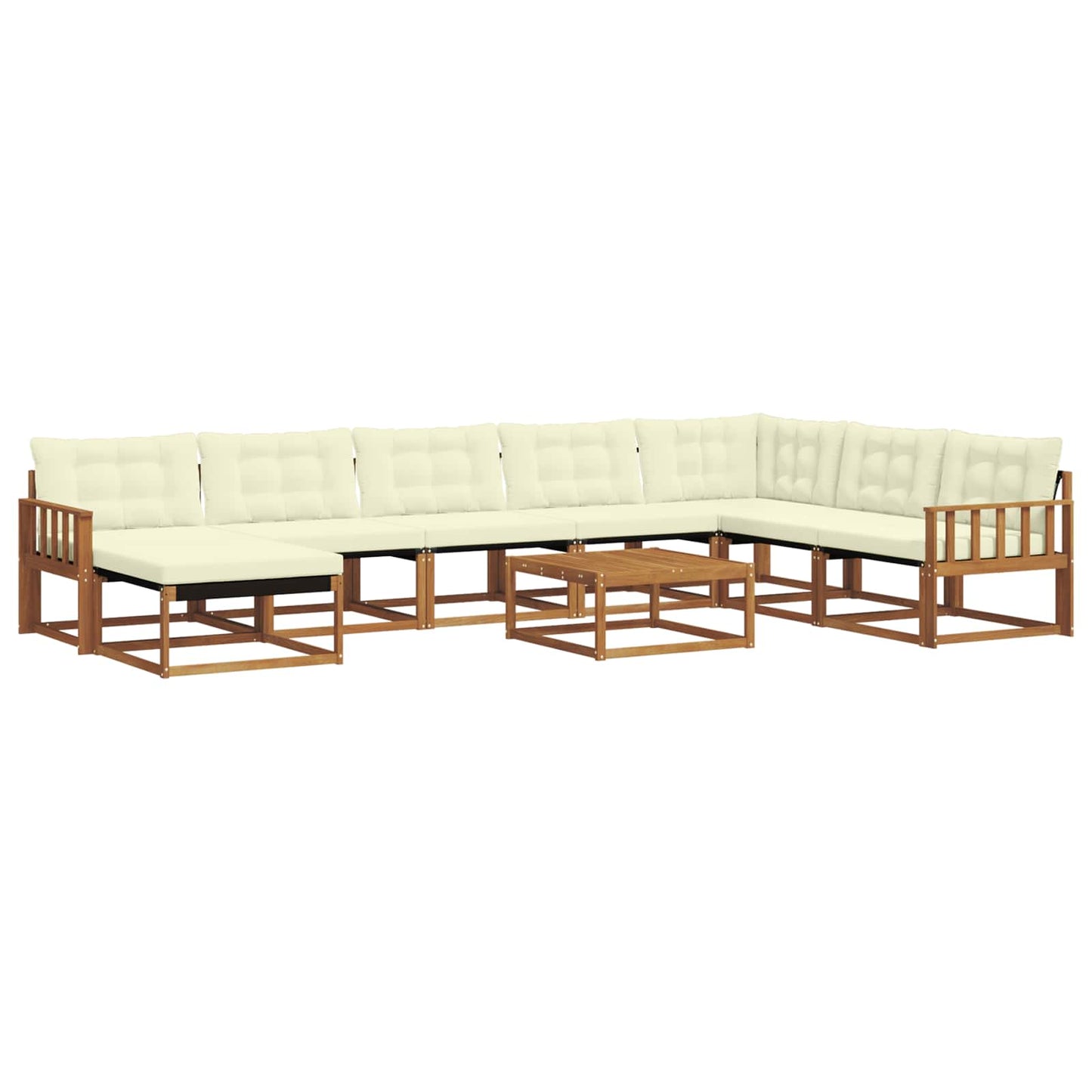 Set di divani da esterno con cuscino 9 pcs Naturale e Crema | homemem39