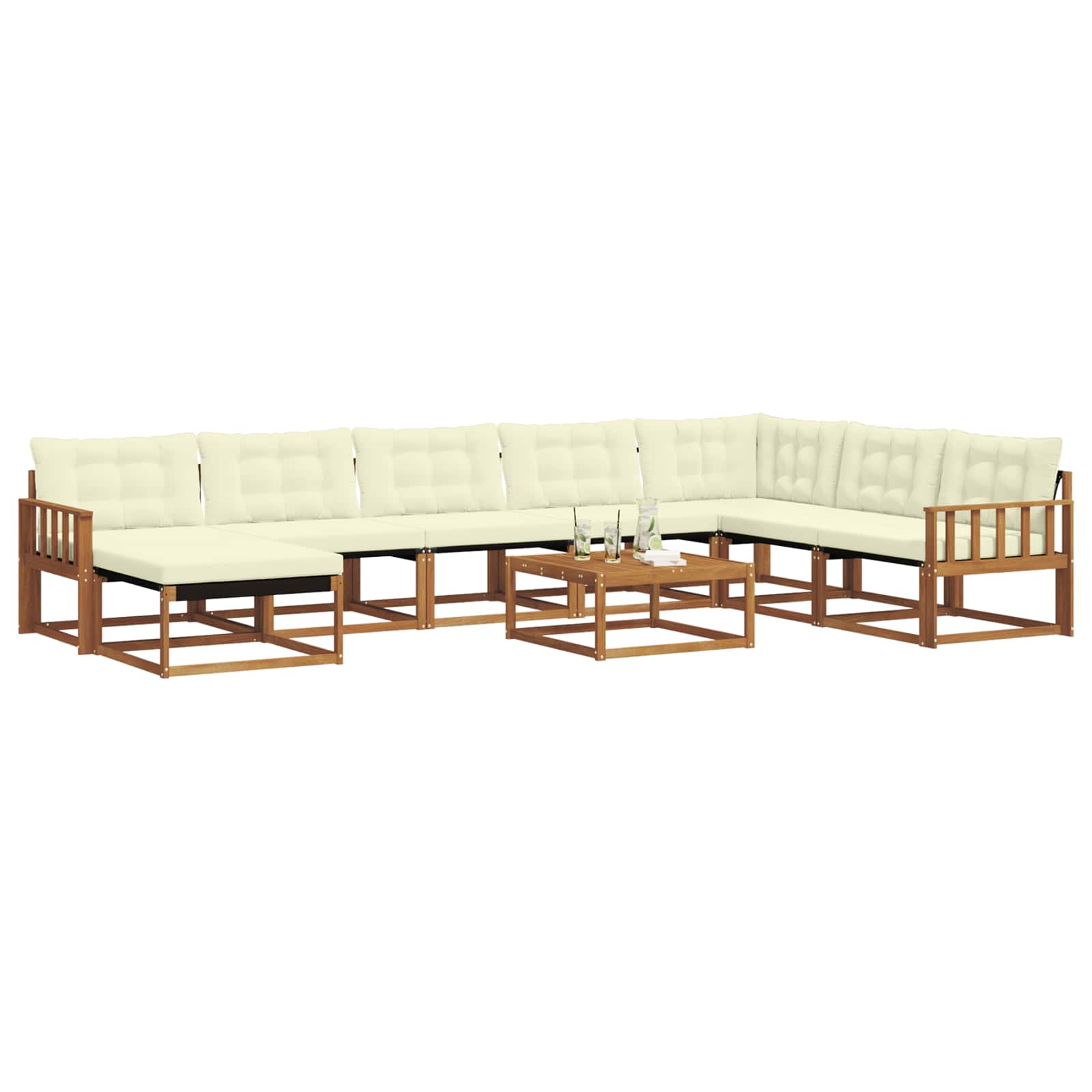 Set di divani da esterno con cuscino 9 pcs Naturale e Crema | homemem39