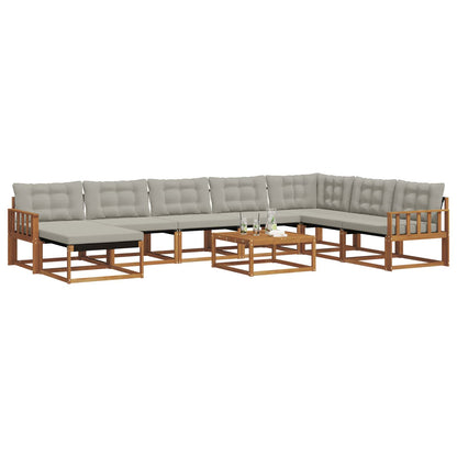 Set di divani da esterno 9 pcs Grigio Naturale e Chiaro | homemem39