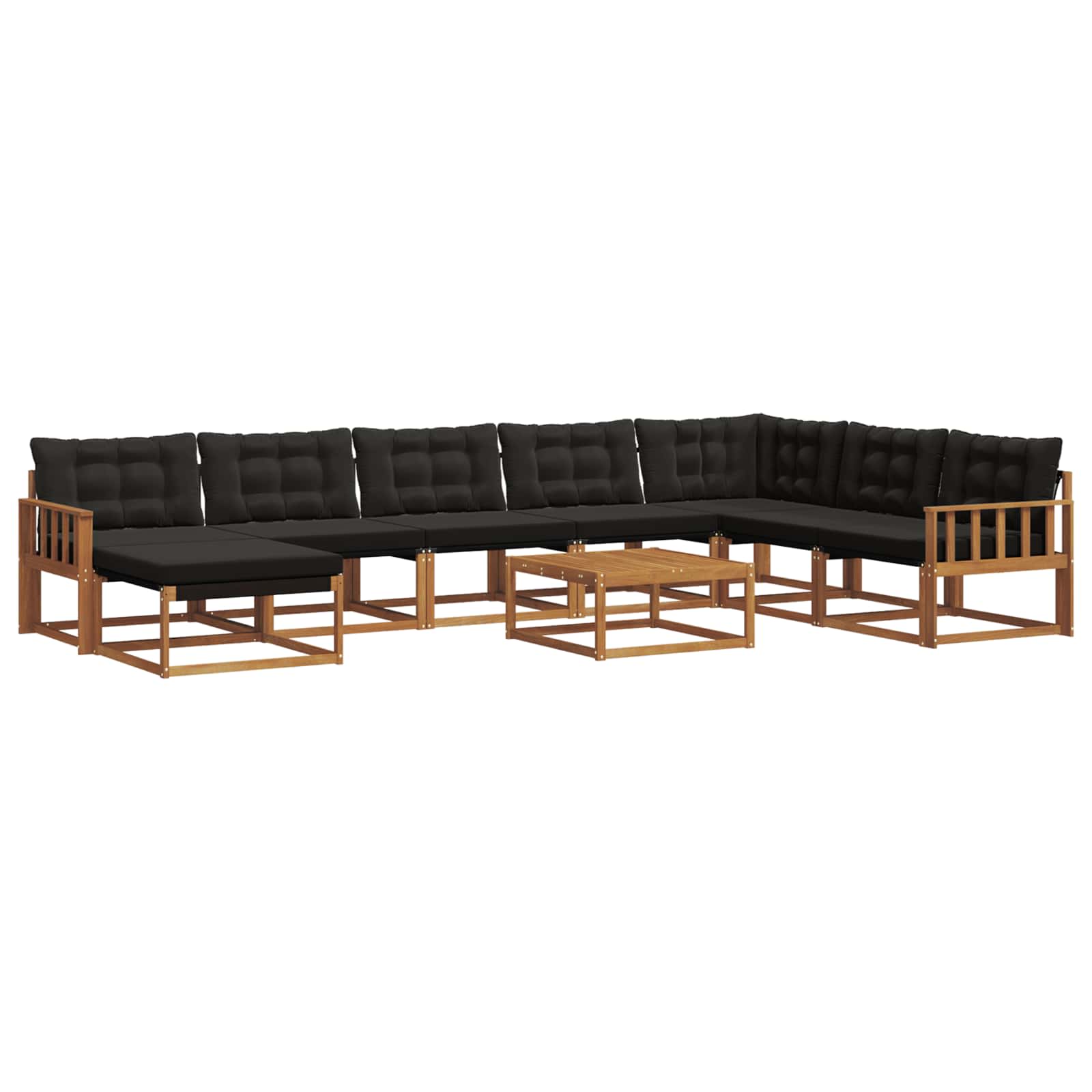 Set di divani da esterno con cuscino 9 pcs Naturale e Nero | homemem39