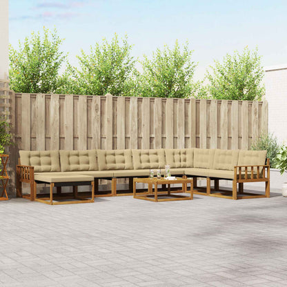 Set di divani da esterno con cuscino 9 pcs Naturale e Beige | homemem39