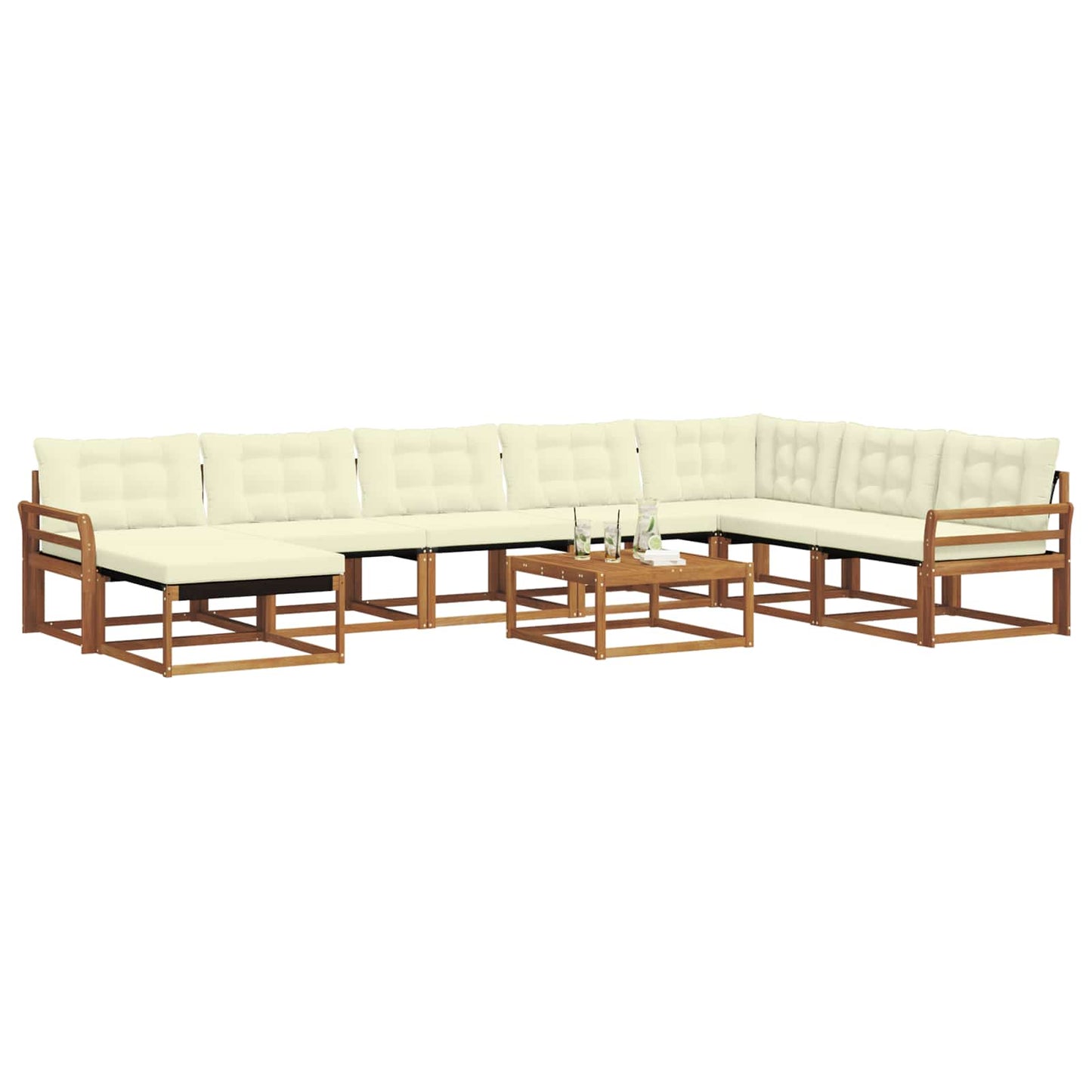 Set di divani da esterno con cuscino 9 pcs Naturale e Crema | homemem39