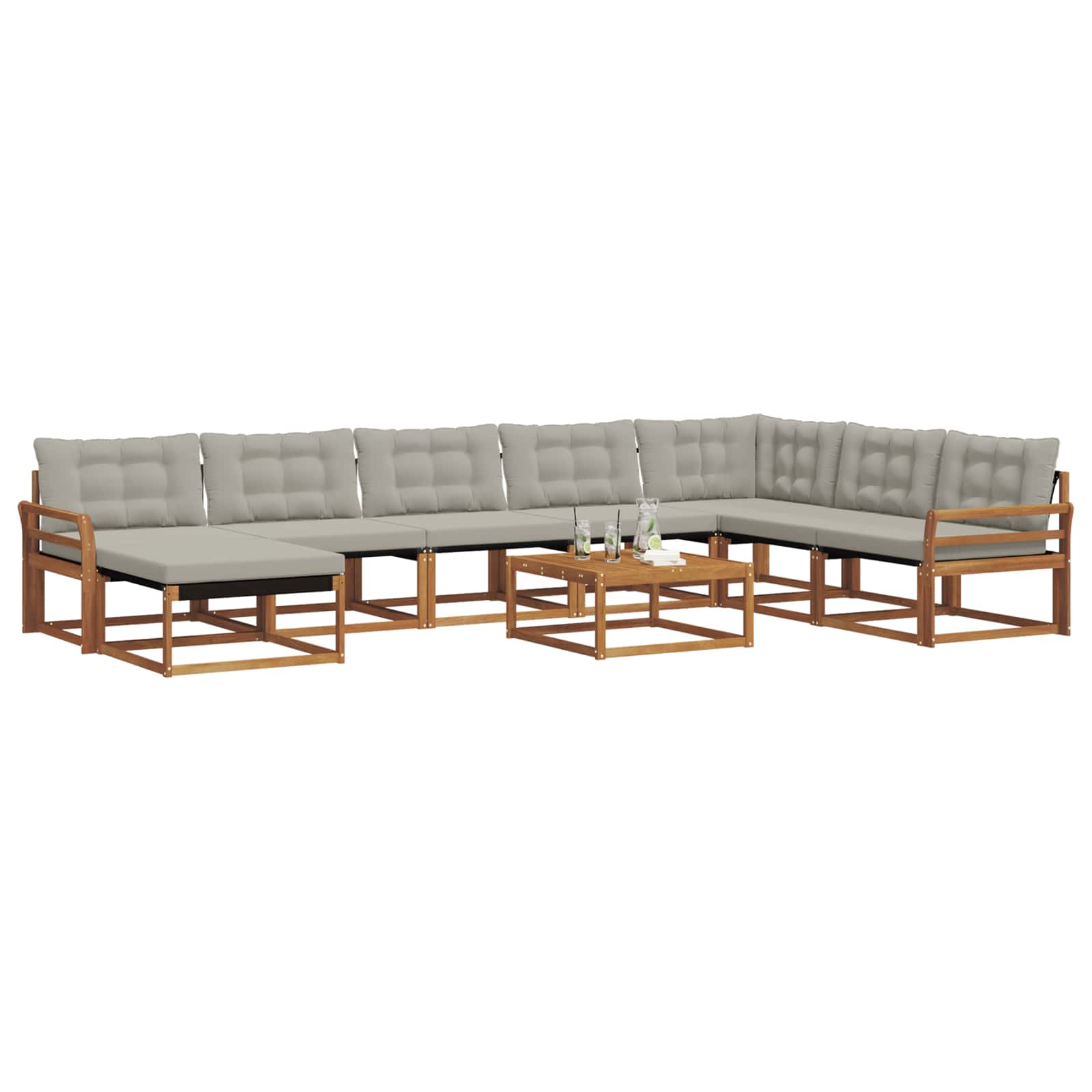 Set di divani da esterno 9 pcs Grigio Naturale e Chiaro | homemem39