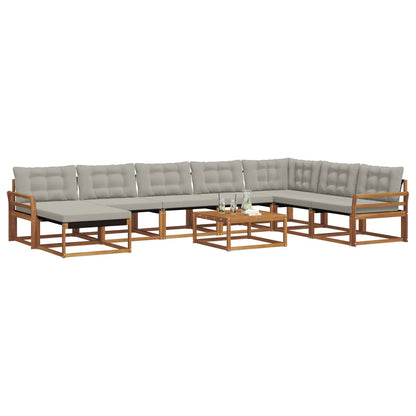 Set di divani da esterno 9 pcs Grigio Naturale e Chiaro | homemem39