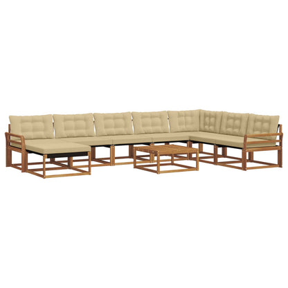 Set di divani da esterno con cuscino 9 pcs Naturale e Beige | homemem39