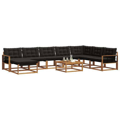 Set di divani da esterno con cuscino 9 pcs Naturale e Nero | homemem39