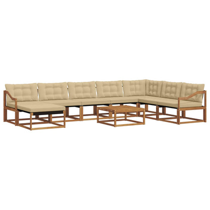 Set di divani da esterno con cuscino 9 pcs Naturale e Beige | homemem39