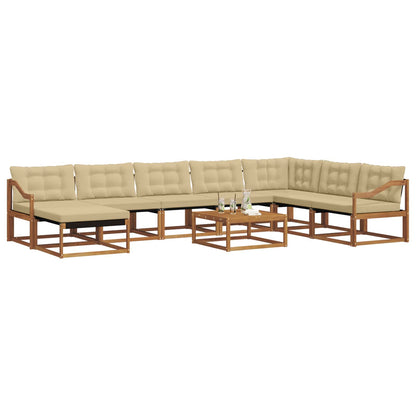 Set di divani da esterno con cuscino 9 pcs Naturale e Beige | homemem39