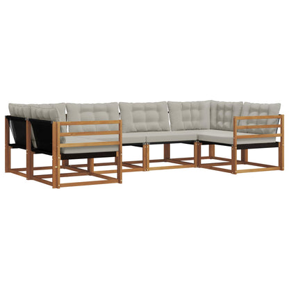 Set di divani da esterno 6 pcs Grigio Naturale e Chiaro