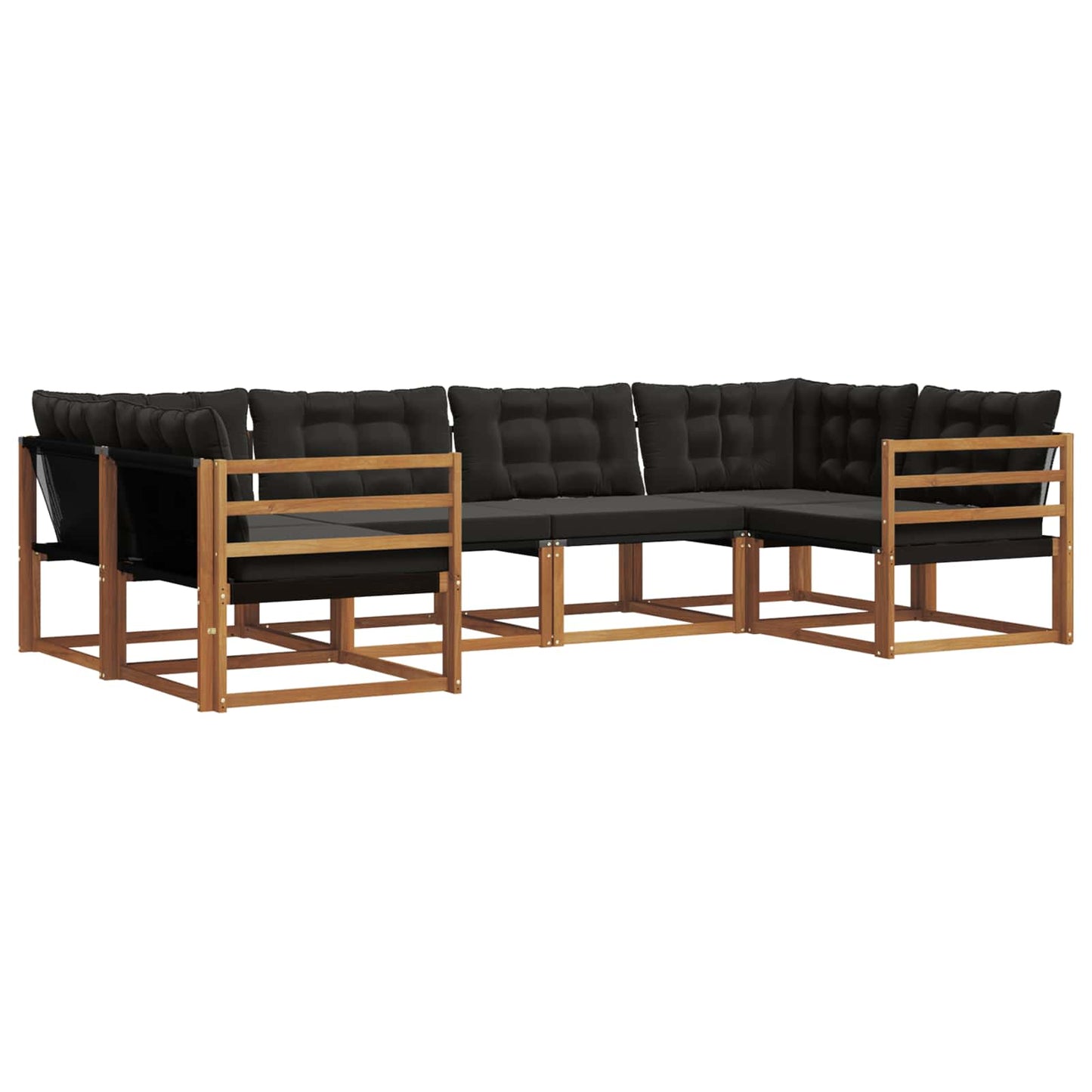 Set di divani da esterno con cuscino 6 pcs Naturale e Nero | homemem39